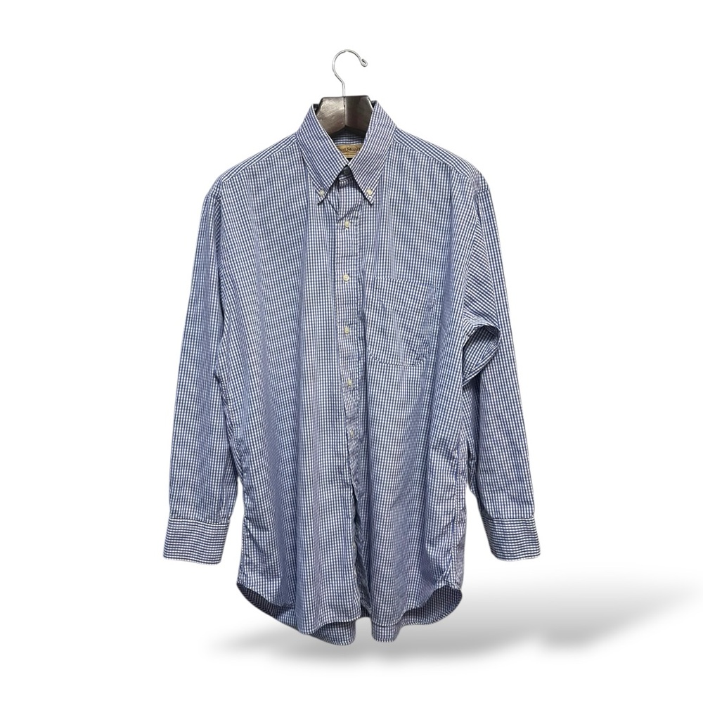 Paul Stuart Blue Checkered Men's Shirt, 17/34